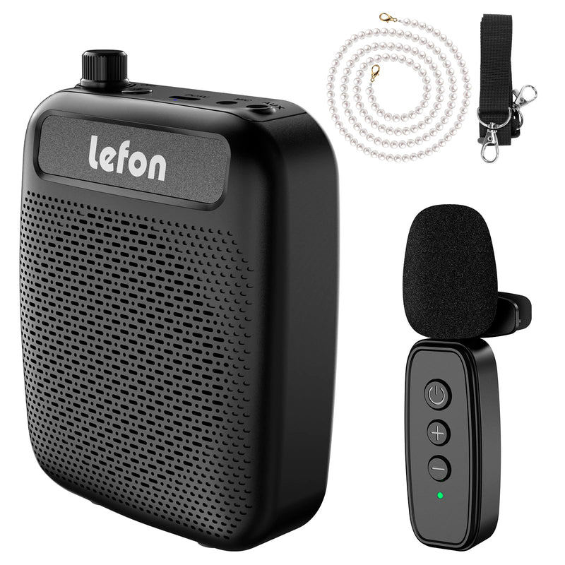 [AUSTRALIA] - TRELC Wireless Voice Amplifier with Lavalier Microphone, Portable Rechargeable Clip On Megaphone Speaker Wireless Lapel Mic for Teachers, Noise Reduction/10W/2000mA, for Tour Guide, Outdoor (Black) Black 