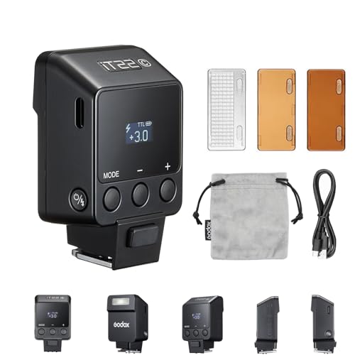 GODOX iT22C Mini Camera Flash with TTL Auto-Metering IT22C for Canon TTL Camera Flash 1.5s Recycling 700 Flashes Built-in Lithium Battery with Magnetic Diffuser Filters Compatible for Canon Camera