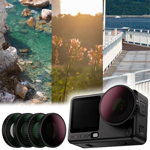 JJC 4 Pcs Filter Set for DJI Osmo Action 6,UV CPL ND16 Black Diffusion 1/2 CPL+ND16+Black Diffusion 1/2+UV