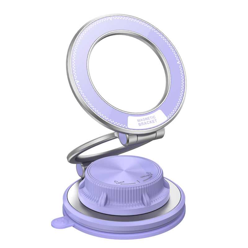 Alviera for MagSafe Car Mount for iPhone 17 Pro Max, Removable for Wireless Charging, Magnetic Suction Mirror Window Phone Holder, Hands-Free Phone Mount for Gym Bathroom Kitchen, Lilac Purple