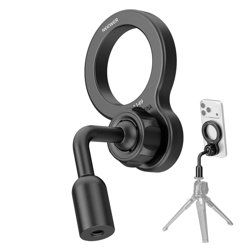 NEEWER Basics Magnetic Phone Tripod Mount Adapter, 360° Ball Head Aluminum Compact Lightweight Portable Phone Holder Attachment Compatible with MagSafe iPhone Samsung Android Video Recording, PA149