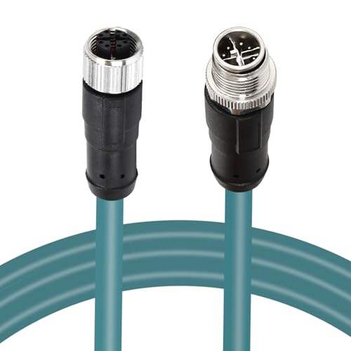 M12 X-Code 8 Pin Industrial Ethernet Cable, IP67 Waterproof Shielded Sensor Cable, Male to Female High-Flex Aviation Connector for Cognex Camera, PLC, Automation System Female to male X-8pin 3m