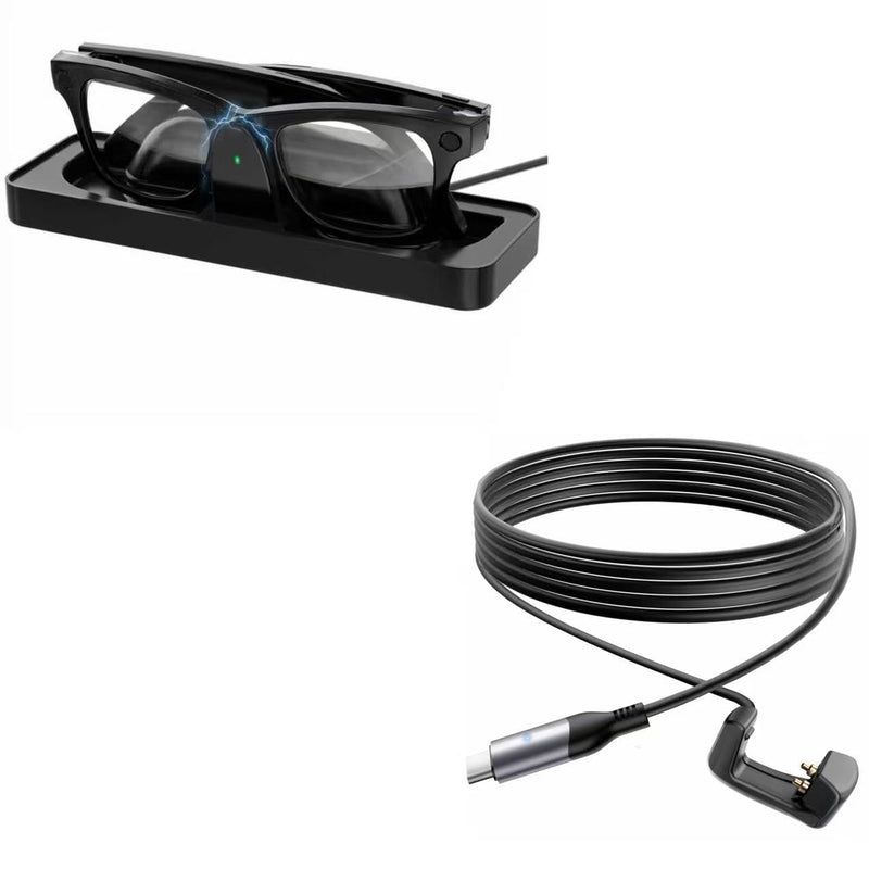 2-in-1 Charging Dock & USB-C Cable Set Compatible with Ray-Ban & Oakley Meta Smart Glasses – Fast Charger Station with LED Indicator & Handshake Protocol Chip, Fits Wayfarer, Headliner, Skyler & HSTN