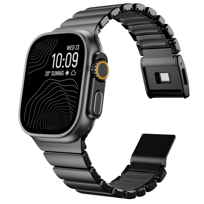 Magnetic Titanium Band Compatible with Apple Watch Ultra 3/2/1 Band 49mm Series 11 10 46mm 45mm 44mm 42mm SE 3/2/1 9 8 7 6 5 4,Luxury Silicone Dual-Layer Link For iwatch Men Women Black 49mm/46mm/45mm/44mm/42mm(Series 3 2 1)