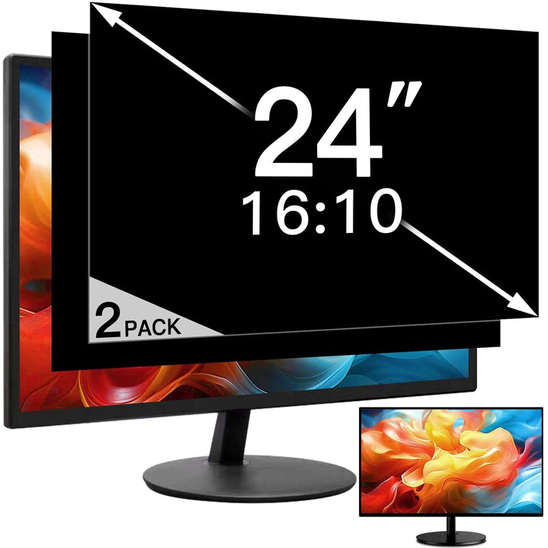 2 Pack 24 Inch 16:10 Privacy Screen for Computer Monitor, Eye Protection Anti Glare Computer Screen Cover, Removable Anti-Scratch Computer Screen Privacy Shield for 24'' Widescreen Monitor 24 Inch (16:10)
