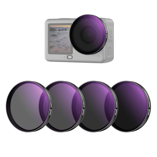 NEEWER ND/PL Filter Set Compatible with DJI Osmo Action 6 Only, ND8/PL+ND16/PL+ND32/PL+ND64/PL Polarized Neutral Density CPL Lens Filters Multicoated HD Action Camera Photography Accessories, FL-B3 4 Pack ND/PL