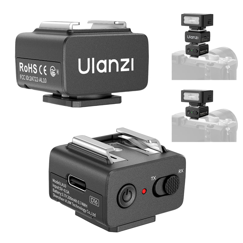 ULANZI LA10 Mini Flash Trigger for Sony, Canon, Nikon, Fujifilm, Olympus DSLR Cameras - 2.4G Wireless Flash Trigger Receiver & Transmitter, Off-Camera Flashes, Universal Hot Shoe, Multi-Light Setup