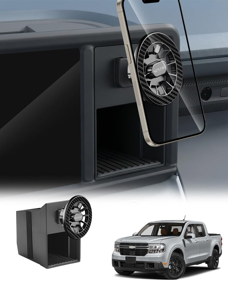 SKYLOTEC Magnetic Phone Holder Cubby Insert for Ford Maverick 2022-2024 | Maverick Cell Phone Holder Accessories, Magnet Cradles for MagSafe Car Mount, Automobile Cradles Base Not Block Air Vent