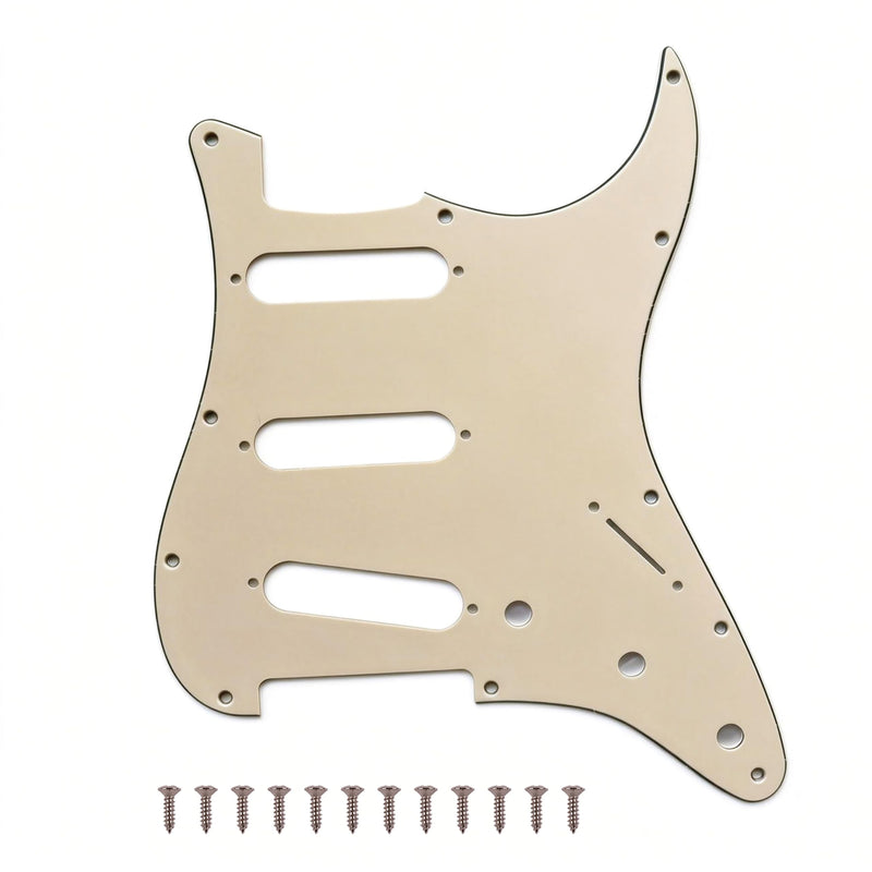 11 Hole SSS Strat Electric Guitar Pickguard for Fender USA/Mexican Made Standard Stratocaster Modern Style Guitar Parts (Beige-1, 3 Ply) Beige-1