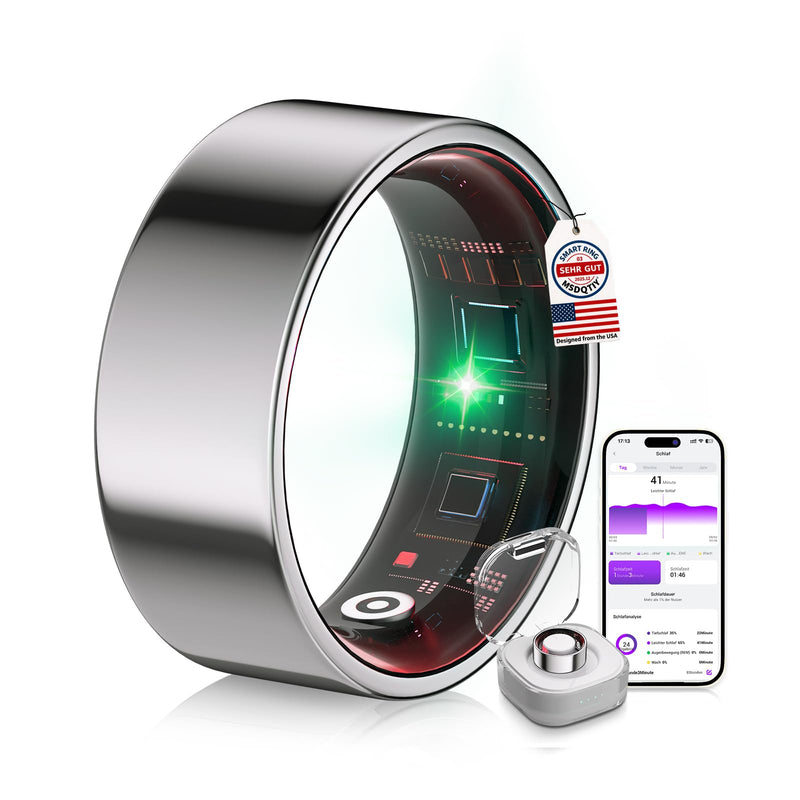 6.0 Smart Ring and Charging Case【Industry First – 0 Measurement Error】【IP68 Waterproof】 2025 Smart Ring for Women & Men for Sleep Tracking Wearable Device,Fitness Ring Silver 12#