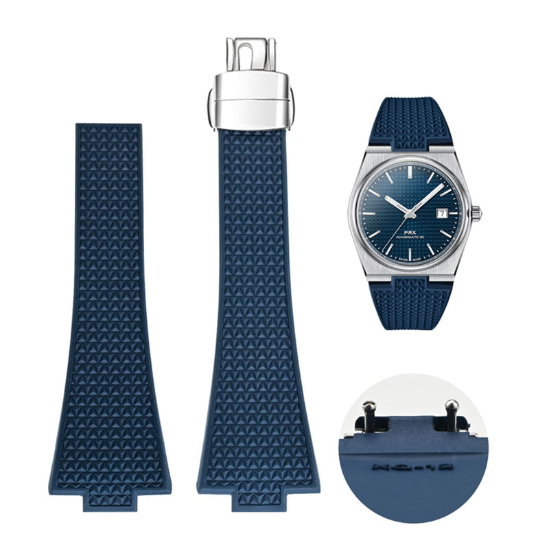 Quick Release Watch Band for Tissot PRX Strap Replacement,FKM Rubber Strap and Butterfly Clasp Compatible with Tissot PRX 40mm Watch Series dark blue