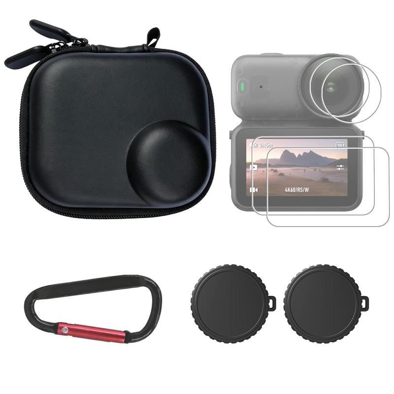 [AUSTRALIA] - Osmo Nano Accessories Kit, Mini Carrying Case for DJI Osmo Nano PU Portable Storage Bag, 2pcs Silicone Lens Cap Cover, Lens Screen Protectors (4 Pack) Comatible with DJI Nano Camera 