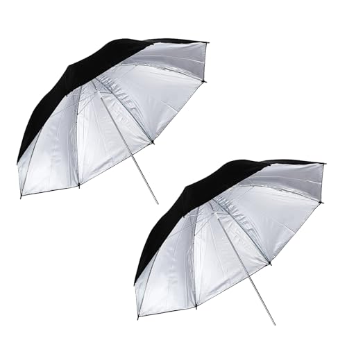 [2 Pack] 33'' Photography Umbrella Black & Silver Flash Umbrella black/silver