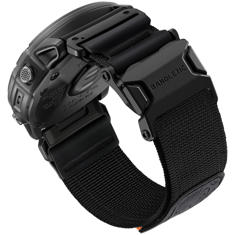 Bandletic Magnetic Nylon Band Compatible with Garmin Watch Quick Fit 26mm | Twin Magnets Snap Band On/Off in Two Seconds, Reinforced CSPE Rib for Intense Workout & Outdoors, Fits Fenix 8 51mm/7X/6X/5X Black L(7.3"-8.7")
