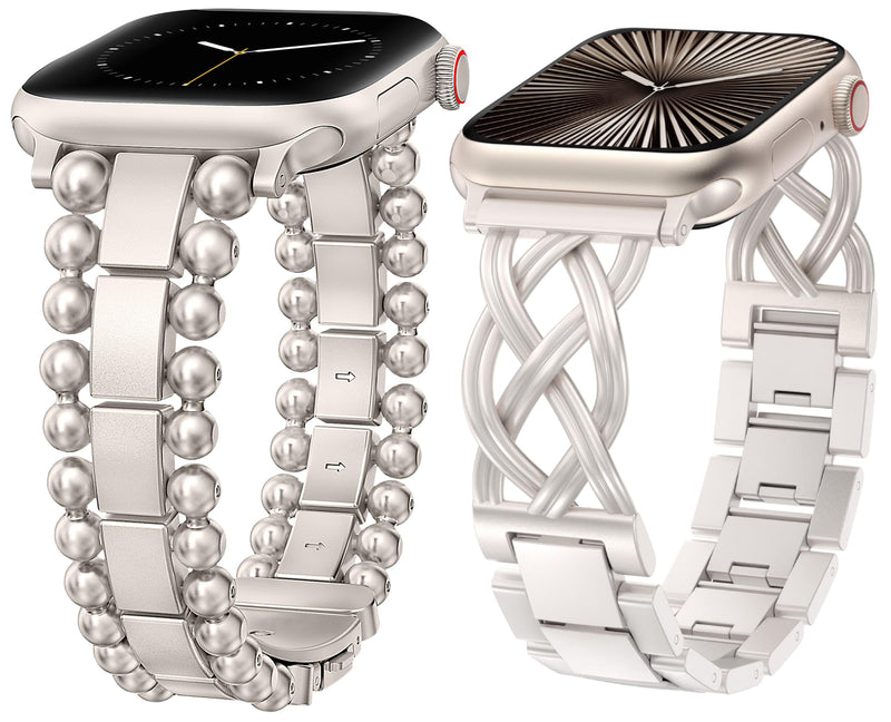 TOYOUTHS Dressy Bracelet Compatible with Apple Watch Bands 42/41/40/38mm Women, Celtic Stainless Steel Metal Fancy Nice Pretty Strap for iWatch Series 11 10 9 8 7 6 5 4 SE 3 2 1, Starlight