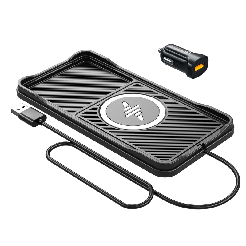Wireless Car Charger Pad, Fast Car Wireless Chargers Charging pad Non Slip Car Wireless Phone Charger for iPhone 17/16/15/14/13/12 Pro, SE3/SE2/XS/X/XR/8, 30cm Cable