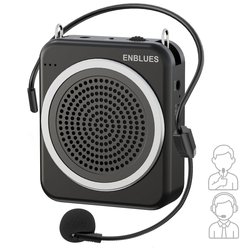 [AUSTRALIA] - Voice Amplifier for Teachers with Wired Handheld Microphone and Headset Microphone, 2800mAh Mini Pa System Bluetooth Personal Portable Speaker for Classroom, Meeting and Yoga, Black 