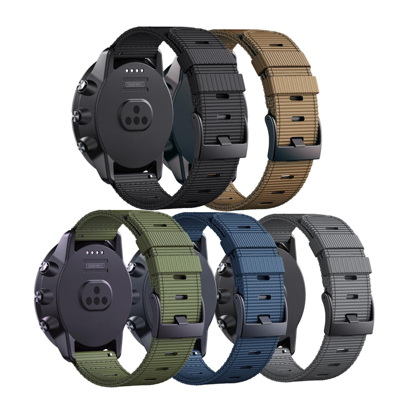 24mm Watch Band for Suunto 7/9/9 Baro/D5, Premium Nylon Replacement Watch Strap for Suunto Spartan Sport/Spartan Sport Wrist HR/Baro Black+Khaki+Green+Blue+Grey 24mm