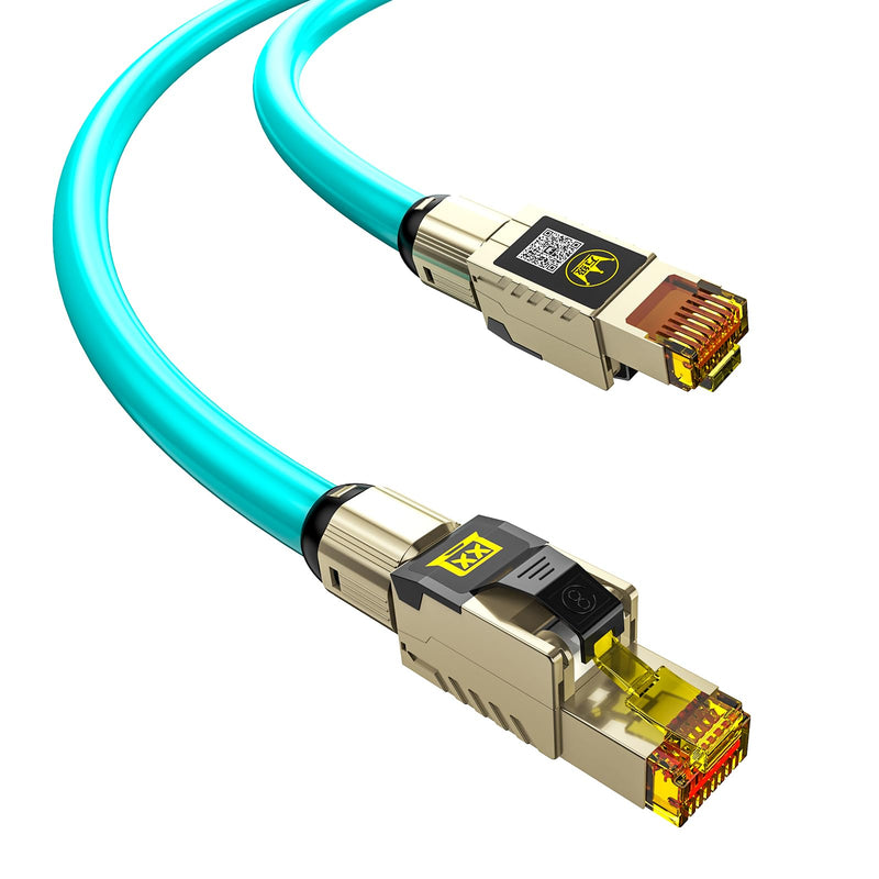 Cat8 Ethernet Cable 40Gbps 2000MHz, 22AWG Solid Copper S/FTP Shielded LAN Cable with Metal RJ45 Connector for Gaming, NAS, Router, PC, Modem 16.4ft Cat 8