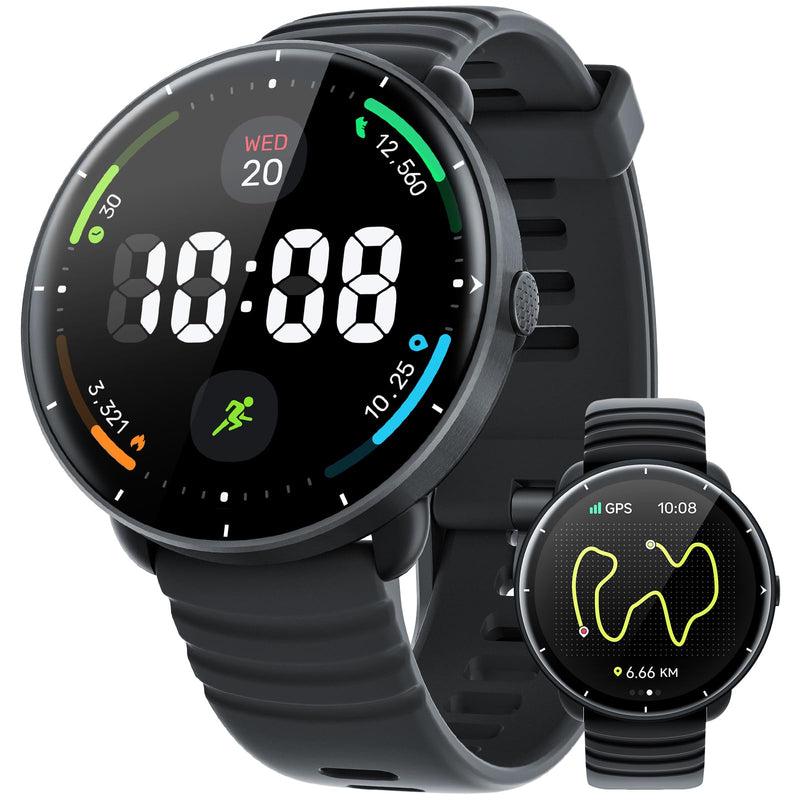 Parsonver Swimming Smart Watch, 5ATM Waterproof Watch for Pool & Open Water | AI Swim Analysis, Built-in GPS & Compass, AMOLED Screen Fitness Trackers 100+ Sports Modes, Heart Rate & Sleep Monitor, Black