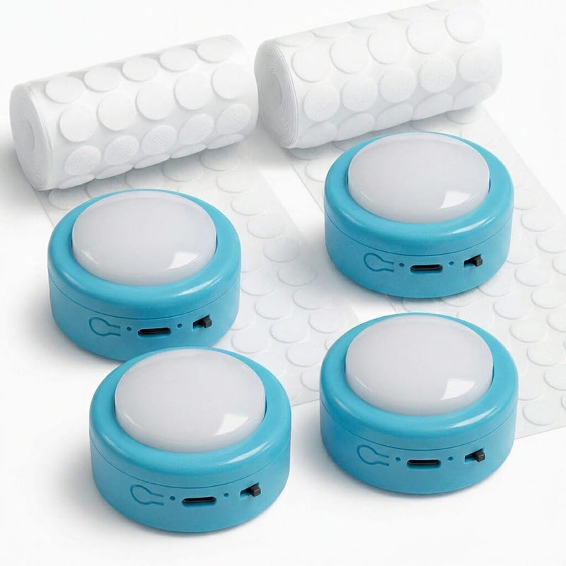 [AUSTRALIA] - Set of 4 Small Voice Recording Buttons, Loud Clear Dog Cat Recorder for Animal Communication, Blue Pet Training Talking Buzzer, Rechargeable 30s Record & Playback Starter Set for Home Office 