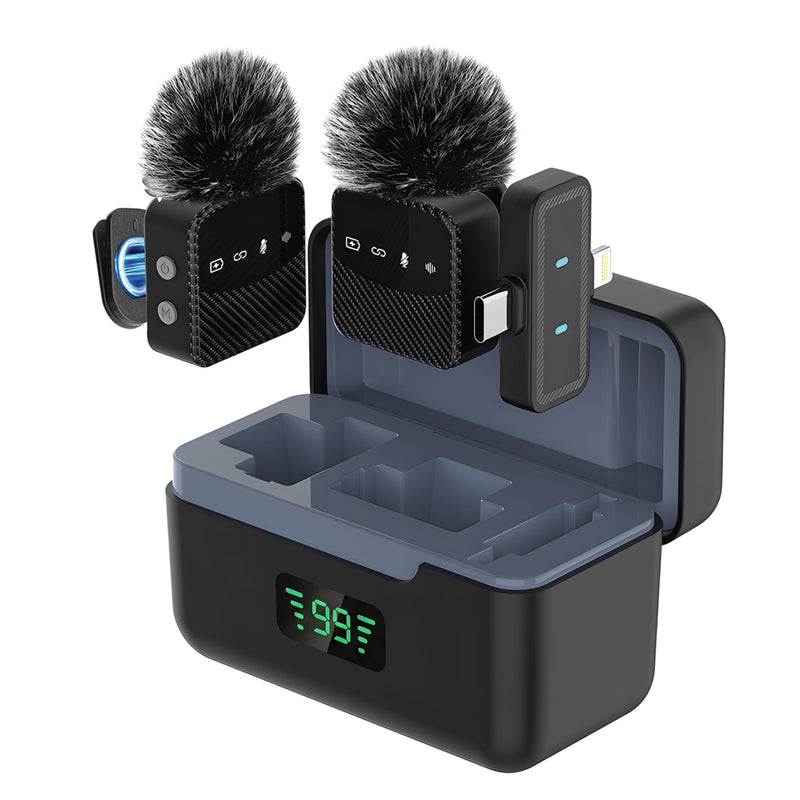 [AUSTRALIA] - Wireless Lavalier Microphone for iPhone & Android, Auto-Pairing Noise-Reduction Clip-On Mini-Mic with Charging Case, Headphone Monitoring, Wide Compatibility for Recording & Vlogging 