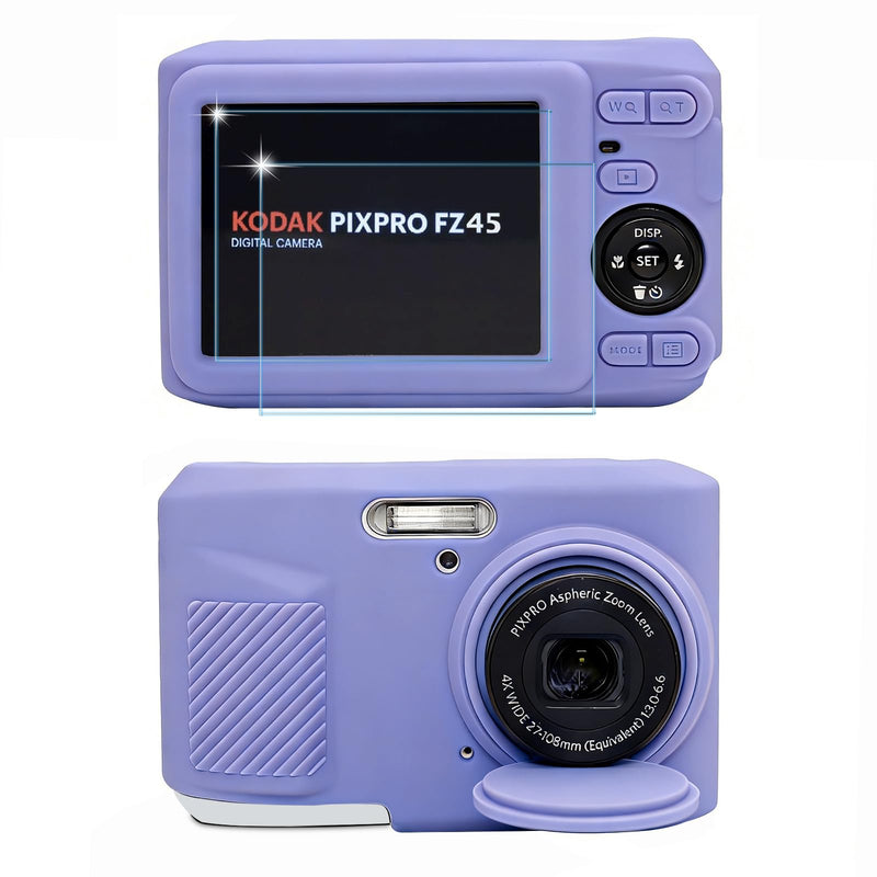 Case for Kodak PIXPRO FZ45 Digital Camera Accessories, Soft Silicone Protective Case, Slim Fit Sleeve with Removable Lens Cover and Screen Protector, Lightweight, Anti-Scratch (Lilac) Lilac