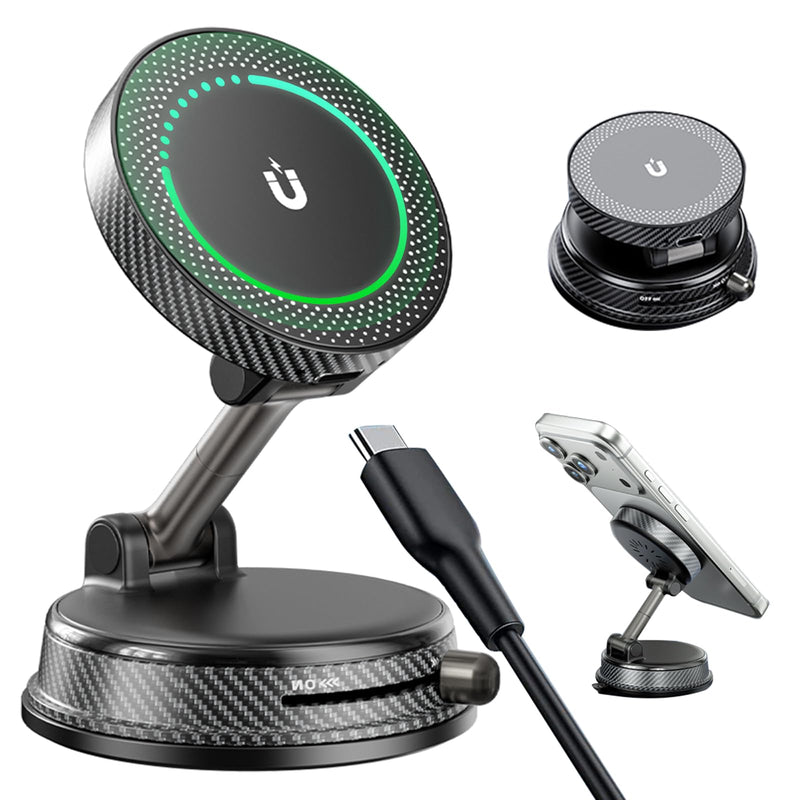 360° Adjustable Radio Magnetic Suction Phone Holder + MagSafe Car Mount for iPhone 17/16/15/14/13/12, Air Plus & More – Perfect for Cars, Kitchen, Bedroom, Gym Wireless Charging