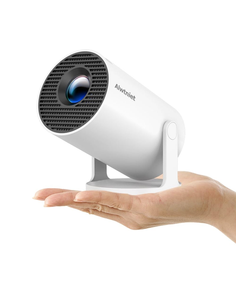 [AUSTRALIA] - Mini Projector with Wifi 6 and Bluetooth5.4, Portable Projector 4K Support, Android 14 Smart Proyector with 200ASIN & Auto Keystone, Alwtniet HY300Pro Small Proyector for Bedroom, Movie, Outdoor White 
