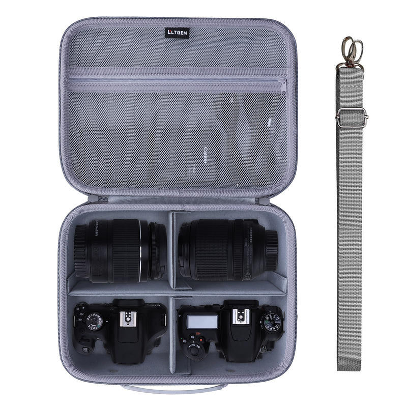 Medium Camera Case Bag for Canon/Sony/Nikon Camera and Multiple Lens Gray | Hard Travel Carrying Case Bag for Canon/Sony/Nikon DSLR SLR Mirrorless Camera and Multiple Lens with 3 Dividers Medium
