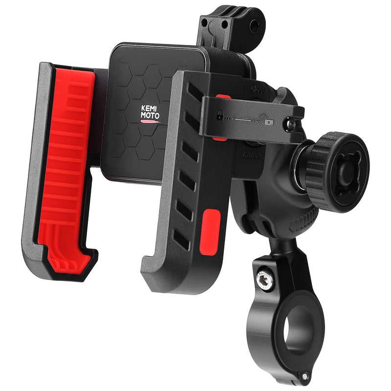 KEMIMOTO Motorcycle Phone Mount with Anti-Theft, Anti-Vibration Dampener | One-Hand Operation 360° Adjustable Mount for Motorcycle Bike ATV Scooter Golf Cart Fit 4.7"-7.2" Cellphone