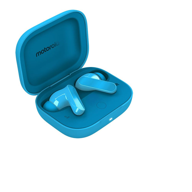 Motorola Moto Buds Bass XT2443-1 Dynamic ANC, Triple Microphone Array, Bluetooth 5.3, IP54 Water & Dust Resistant, Dolby Atmos Audio - (Blue Jewel)