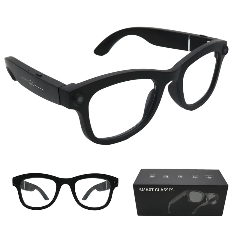 8MP AI Smart Glasses with HD Camera, Bluetooth Wearable Eyeglasses for Men & Women, 1080P POV Video Recording, Dual-Mic Noise Reduction, Voice Control, Lightweight Design M20