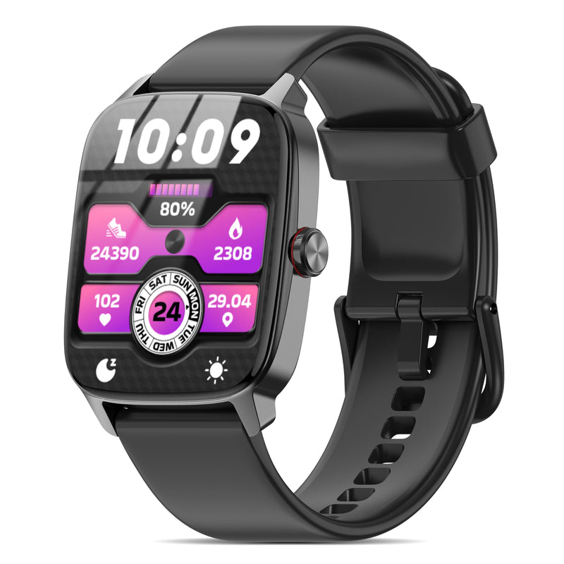 Smart Watch for Men Women with Bluetooth Calling,Customizable DIY Faces, Compatible with Android iOS Matte Black