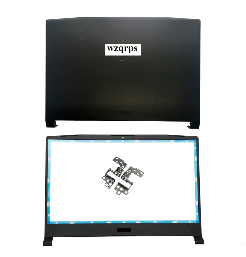 New Replacement Laptop LCD Cover Back Rear with Hinges and Front Bezel Frame for MSI Katana GF66 11UE 11UG MS-1581 MS-1582 11UC 11UD 11SC 307581A222 9S7-158212 9S7-158112 Black