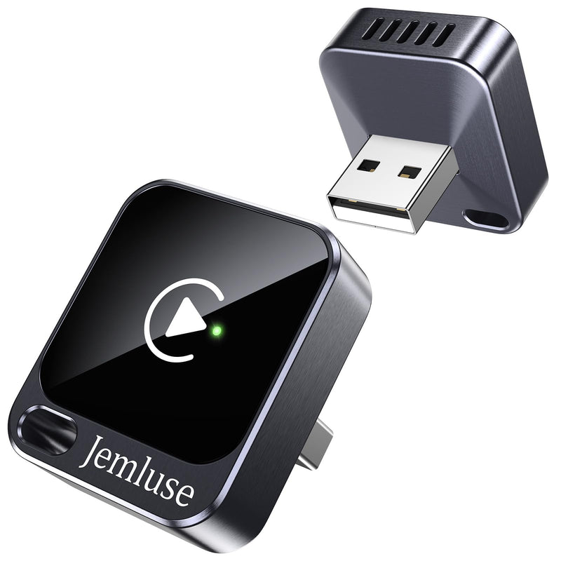 Jemluse Wireless CarPlay Adapter for Apple - Mini Size, Fast Stable Connection Convert Wired to Wireless Car Play Dongle for iPhone iOS 10+, Plug & Play for Cars from 2016+ w/USB-C (Grey) Grey