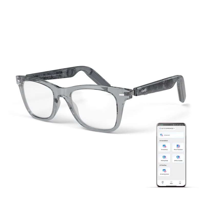 GetD AI Glasses, Smart Glasses Powered by ChatGPT, Real-Time AI Translation | Anti-blue light lens, AI translation in 145 languages, Hands‑free calls, Immersive audio, Holds AI conversations