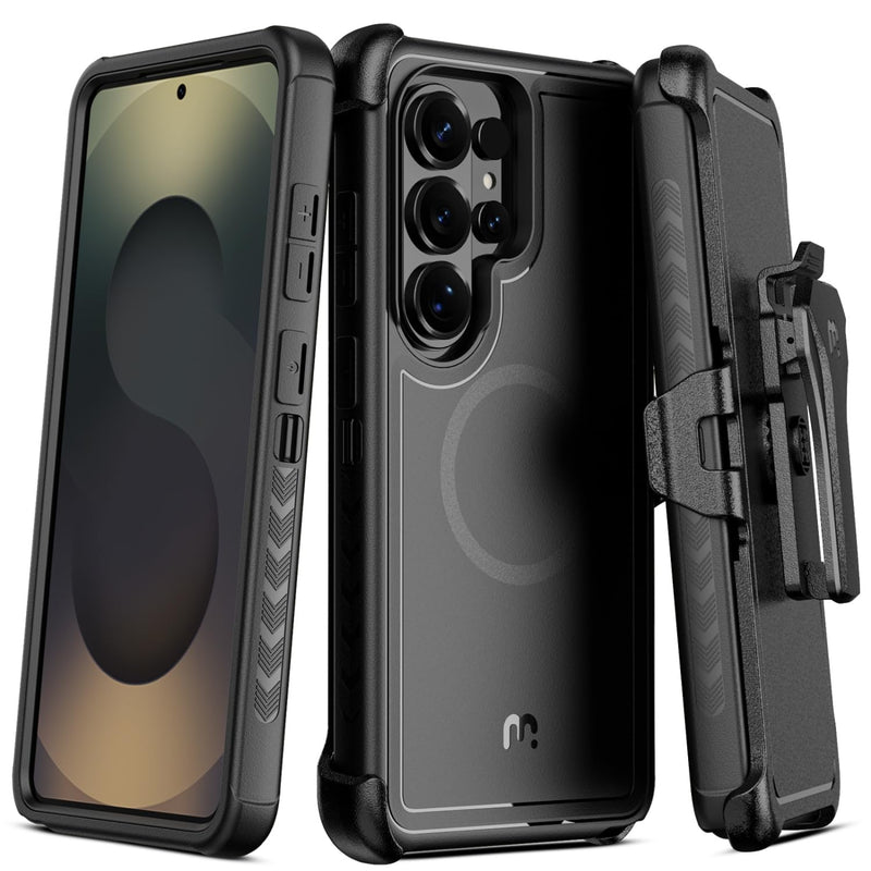 M MYBAT PRO for Samsung Galaxy S26 Ultra Case with Belt Clip Holster,Heavy Duty Protection Case for Galaxy S26 Ultra,Anti-Drop,Shockproof Cover,with 360°Rotating Kickstand Black