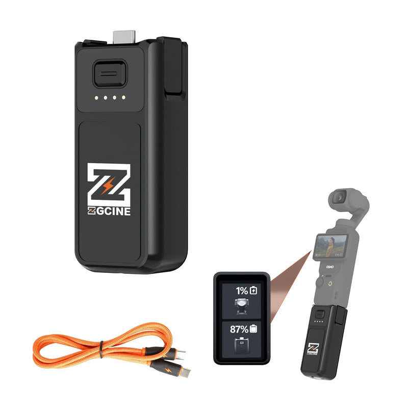 [AUSTRALIA] - Osmo Pocket 3 Battery Handle, ZGCINE PK-H01 7.7V/1600mAh Fast Charging Handle Grip Replaced for DJI Pocket 3 Battery for Xtra Muse, Reserved 1/4”Thread,Support Directly Data Transmission 