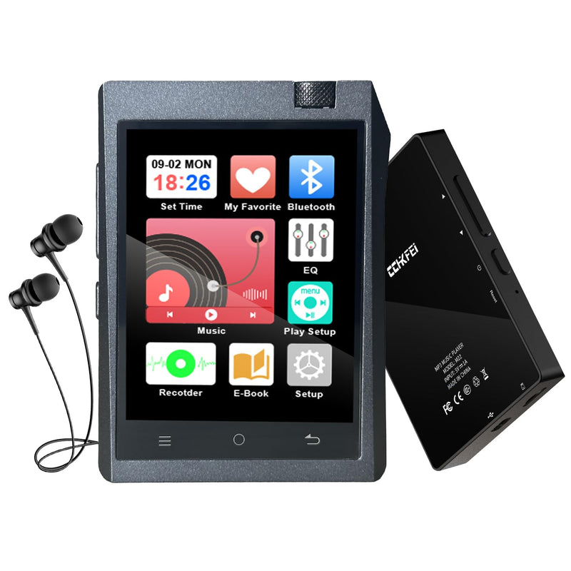 [AUSTRALIA] - 64GB MP3 Player with Bluetooth 5.3, MP3 Player Bluetooth with 2.8'' Touch Screen Digital Music Player with HiFi Sound Voice Recorder, Dual Headphone Jacks, Supports Up to 128GB for Sports Runners MP3 Player M22 64G-Black 