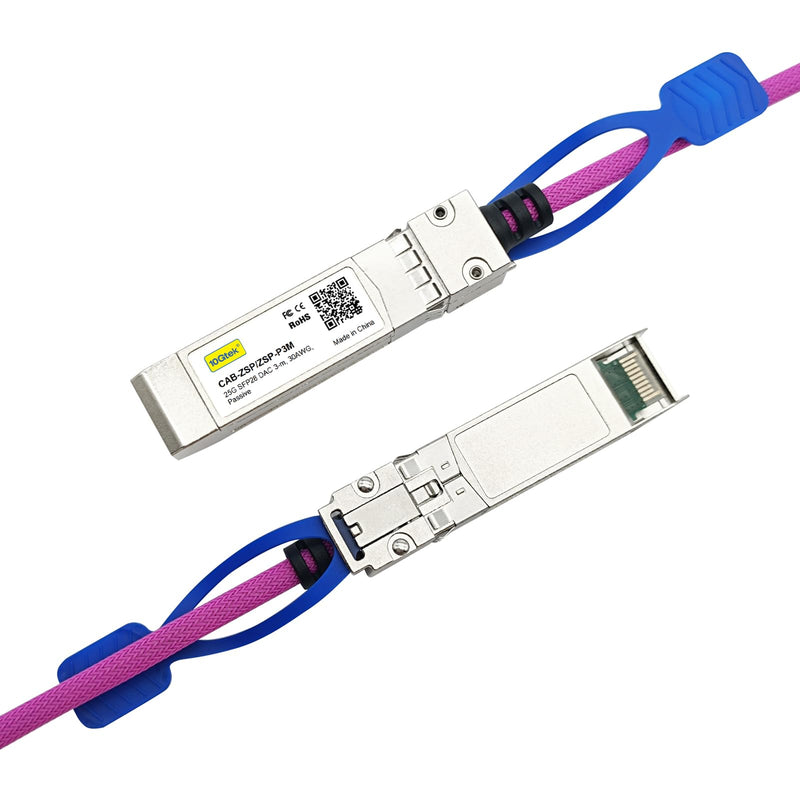 10Gtek 25GBASE-CR SFP28 to SFP28 Passive Cable, for Cisco SFP-H25GB-CU3M, Ubiquiti, Supermicro, Mikrotik, Arista and More, Nylon Braided Jacket, 3-Meter(10ft) Purple - Nylon 3m 1
