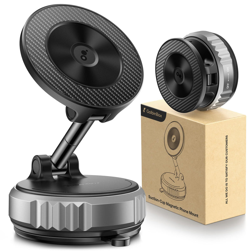 Golinbox Upgraded Nano Gel Vacuum Magnetic Car Phone Holder for MagSafe 360° Adjustable, [100+LBS Suction & 3000gf Magnetic] Suction Cup Phone Mount for Your Car/Gym/Mirror Mount for iPhone & Android