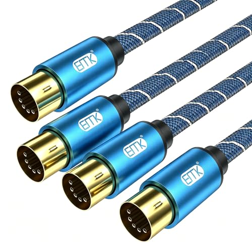 EMK 5-Pin DIN MIDI Cable Male to Male Midi Cables Compatible with MIDI Keyboard/Synthesizer/Guitar Multi Effects/Audio Interface/Audio Mixer/Audio Amplifier/External Sound Card (10Feet/3m-2PCS) 10Feet/3m-2PCS