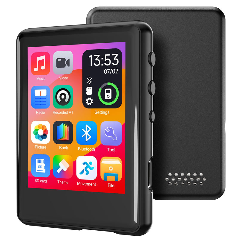 [AUSTRALIA] - MP3 Player with Bluetooth 5.4, Touch Screen Music Player with Speaker, FM Radio, Voice Recording, Supports 512GB SD Card and Includes Earphones for Portable Use During Running and Sports 16GB 