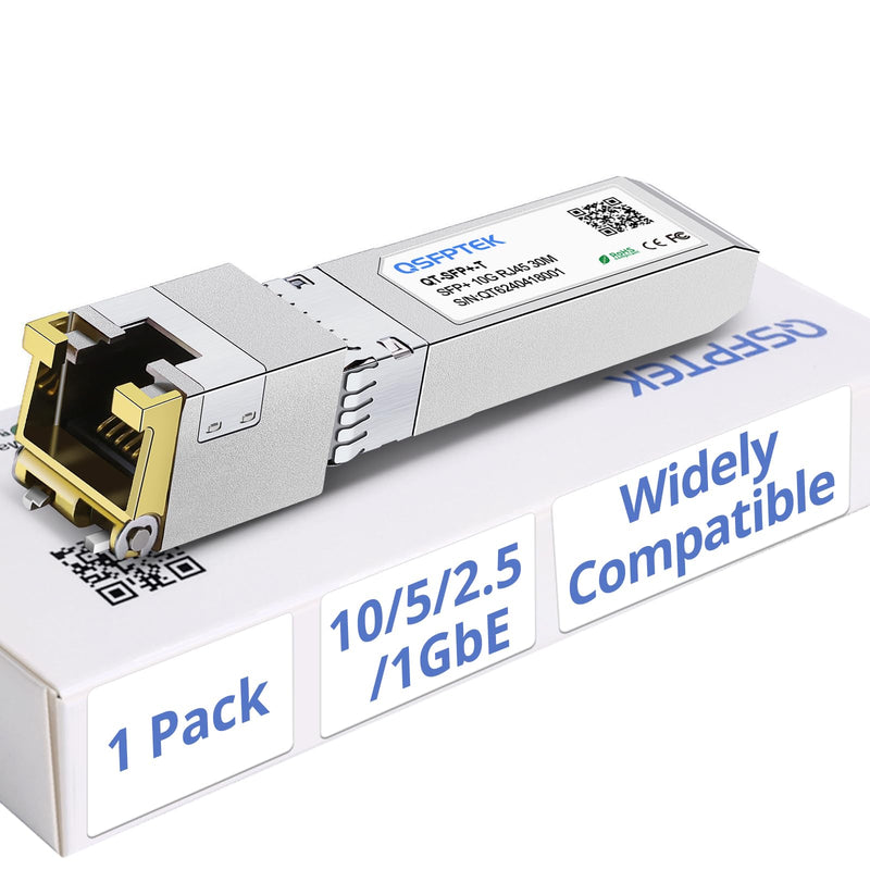 10GBASE-T SFP+ RJ45 Network Transceiver Module, 10Gb SFP to RJ-45 Copper Mini GBIC Low Working Temp Compatible with Cisco SFP-10G-T-S, Ubiquiti, Open Switch (1) x1