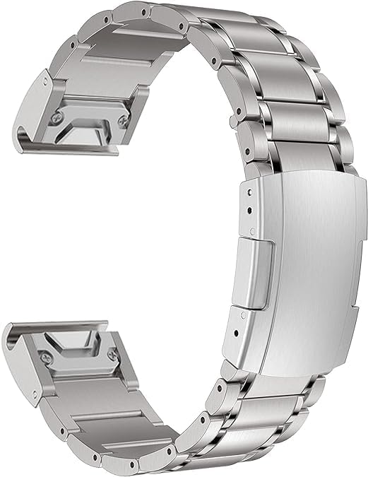 Titanium Band for Garmin Fenix 8/7/7X/6/6X, 22mm 26mm QuickFit Metal Band, Ultra-Lightweight & Hypoallergenic Strap with No Gap Design & Secure Buckle for Fenix/Epix/Forerunner/Instinct/Tactix silver