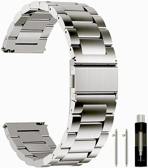 Universal Titanium Quick Release Watch Band with 16mm 18mm 20mm 22mm Lug Width, Adjustable Titanium Metal Strap for Samsung Galaxy Watch 7/6/5/4/3, Garmin Venu 4 41mm/ Venu 2S for Men Women