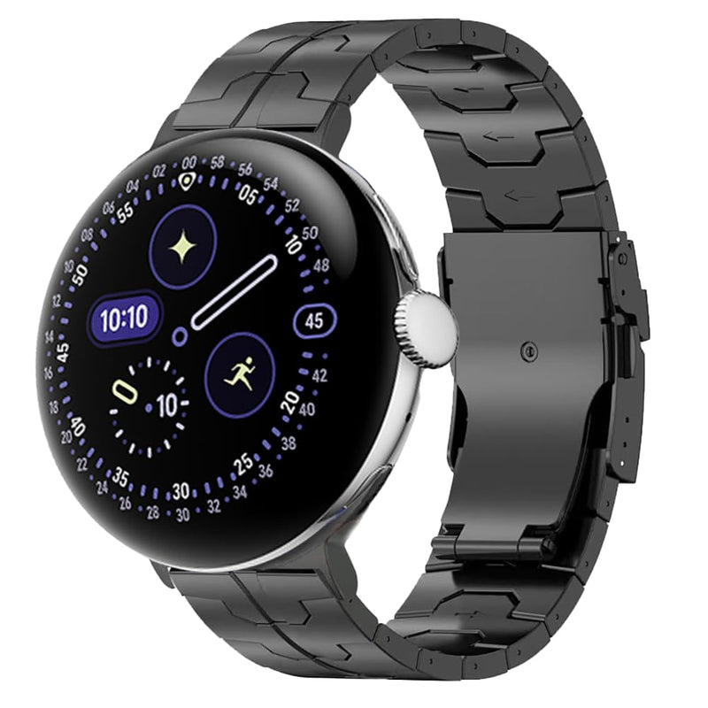Titanium Metal Band for Google Pixel Watch 5/4/3 45mm & Pixel Watch 5/4/3/2/1 41mm, Adjustable Metal Titanium Strap with Fold-Over Clasp - Lightweight & Hypoallergenic Men