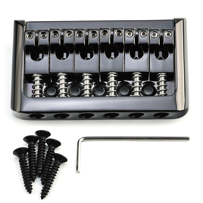 [AUSTRALIA] - Zinc Alloy 6 String Guitar Fixed Bridge 10.5mm（13/32") Electric Guitar Hardtail Bridge Compatible with Fender Strat Telecaster Style 6-String Electric Guitar Replacement Parts（Conductive Black） 