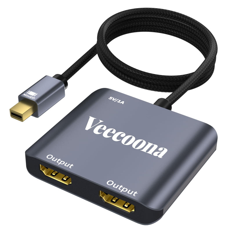 Mini DisplayPort to Dual HDMI Adapter | 4K60Hz for Dual Monitors | Thunderbolt 2 DP Male to HDMI Female Splitter Extended Display port splitter for MacBook Air/Pro, Mac mini, Surface Pro/Dock